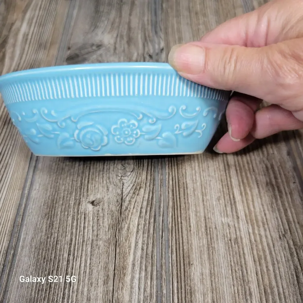 Vintage TST Turquoise Blue Oven Serve Oval Bowl & 2 Handled French Casseroles